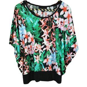 Size: Small - Tropical Floral Butterfly Top